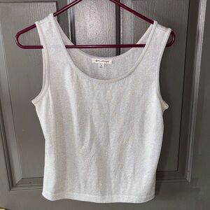 St. John Platinum Metallic Silver Knit Tank